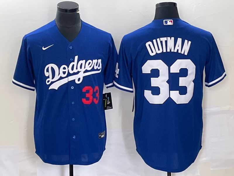 Mens Los Angeles Dodgers #33 James Outman Number Blue Cool Base Stitched Jersey